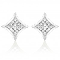 E155S Forever Silver Plated Crystal Curved Square Earrings102895