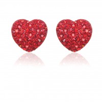 E215R Aust Crystal Red Epoxy Heart Earrings Surgical Steel102899