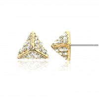 E24369G Gold Plated 10mm Crystal Cluster Pyramid Earrings102916
