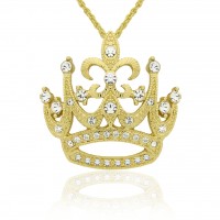 N877 Forever Gold Plated Crystal Crown Pendant102927