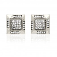 E242S Forever Silver Austrian Crystal Aztec Square Earrings102932
