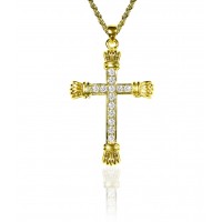 N863 Forever Gold Austrian Crystal Straight Cross Necklace102937