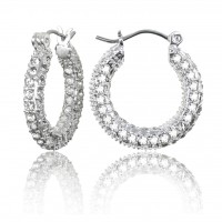 E284S Forever Silver Crystal Cluster Full Hoop Earrings102938