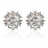 E186S Forever Silver Crystal Heart Crown Stud Earrings102945