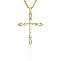 N801G Forever Gold Austrian Crystal Fish Cross Necklace102956