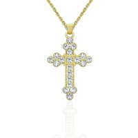 N823G Forever Gold Austrian Crystal TriCircle Cross Necklace102958