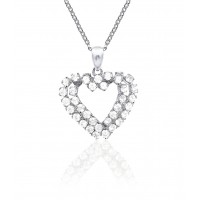 N849S Forever Silver Austrian Crystal Double Heart Necklace102961
