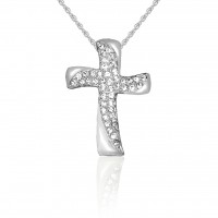 N861S Forever Silv Aust Crystal Cluster Swirl Cross Necklace102966