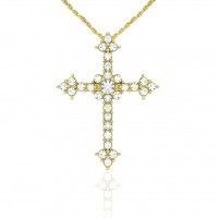 N865G Forever Gold Aust Crystal Triangle Tip Cross Necklace102969