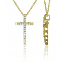 N871G Forever Gold Aust Crystal Straight Cross Necklace102971