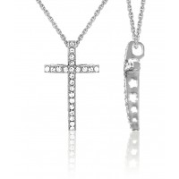 N871G Forever Silv Aust Crystal Straight Cross Necklace102972
