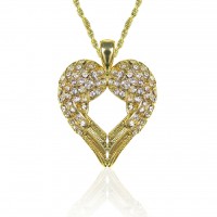 N874G Forever Gold Austria Crystal Angel Wing Heart Necklace102973