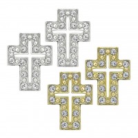 E156 Forever Gold Crystal Open Cross Earrings103002-Gold