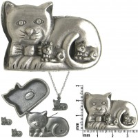 Pewter Cat Jewelry Box * Pin, Earrings & Necklace Combo103029