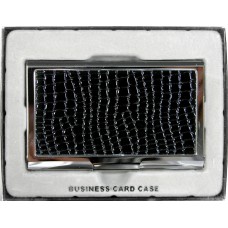 CH5566C Business Card Case In Black Snake Skin Leatherette 106174