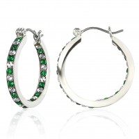 Silver Birthstone 25mm Hoop Earrings Surgical * E287BS-5 May 106196