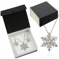 Silver Crystal Snowflake Necklace & Earrings Gift Boxed Set 106201