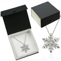 Silver Austrian Crystal Snowflake Necklace In Gift Box 106202-N