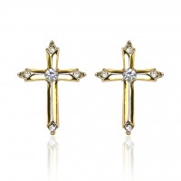 Forever Gold Plated Austrian Crystal Cross Earring E4CRG 106232