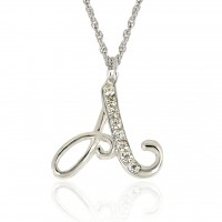 Forever Silver & Crystal A Initial Pendant Adjust 18