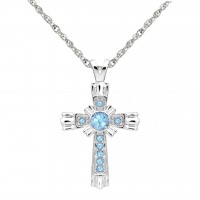 N111BS-12 Forever Silver Birthstone Cross Necklace December 106326