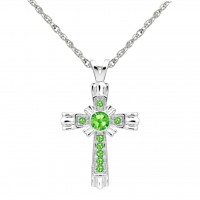 N111BS-08 Forever Silver Birthstone Cross Necklace - August 106330