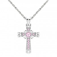 N111BS-06 Forever Silver Birthstone Cross Necklace - June 106332