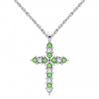 N110BS-08 Forever Silver Birthstone Cross Necklace - August 106342