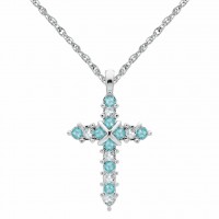 N110BS-03 Forever Silver Birthstone Cross Necklace - March 106347