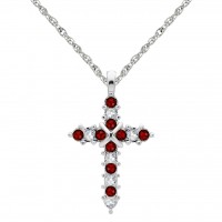 N110BS-01 Forever Silver Birthstone Cross Necklace - January 106349