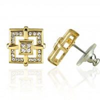 E246G Forever Gold Austrian Crystal Square Frame Earrings 106356
