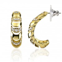E235G Forever Gold Austrian Crystal J Hoop Earrings 106358