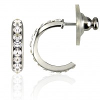 E117S Forever Silver Austrian Crystal 15mm Hoop Earrings 106366