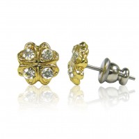 Gold Austrian Crystal Clover Earrings Surgical Steel E8CLG 106396