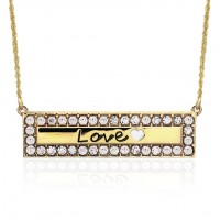 N14811G Gold Plated Crystal Love Bar Adustable Necklace 106401