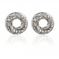 E24267S Silver Plated 13mm Crystal Swirling Ring Earrings 106404