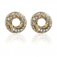 E24267G Gold Plated 13mm Crystal Swirling Ring Earrings 106405