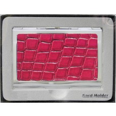 CH5658C Red Business Card Case In Red Croco Leather Finish 106413