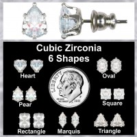 Forever Silver Cubic Zirconia Stud Earrings In Asst Shapes-Marquis 106423-Marquis