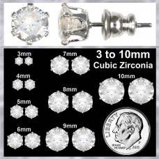 5mm Forever Silver Cubic Zirconia Stud Earrings In Asst Sizes 106431-E055 Silver