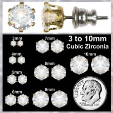 8mm Forever Gold Cubic Zirconia Stud Earrings In Asst Sizes 106432-E058 Gold