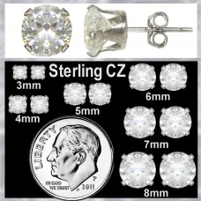 3mm Sterling Silver C.Z. Stud Earrings In Asst Sizes 106435-E453