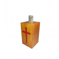 FixtureDisplays® Box, Wood Collection Donation Church Offering Coin Collection Fundraising w/ verse 10886