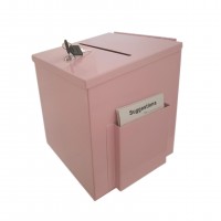 FixtureDisplays® Pink Metal Donation Box Suggestion Fund-Raising Collection Charity Ballot Box 10918-PINK