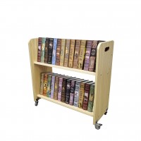 FixtureDisplays® Wood Book Cart Library Cart Pew Cart Magazine Rack Moving Cart Rolling Storage Cart 32X30X13