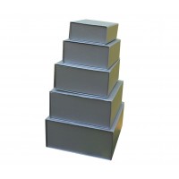 FixtureDisplays® Box, Gift Silver Handmade Magnetic Closure Packaging Set of 5 10999S