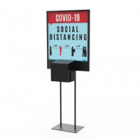 FixtureDisplays® Poster Stand Social Distancing Signage with Donation Charity Fundraising Box 11063+10073+10918-BLACK