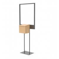 FixtureDisplays® Stand, Bulletin Poster Donation Ballot Collection with Beight Metal Box 11063+10918-BEIGE