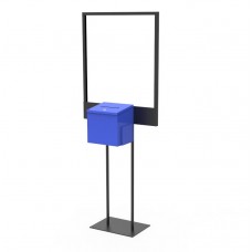 FixtureDisplays® Stand, Bulletin Poster Donation Ballot Collection with Blue Metal Box 11063+10918-BLUE