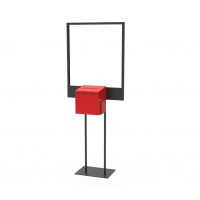 FixtureDisplays® Stand, Bulletin Poster Donation Ballot Collection with Red Metal Box 11063+10918-RED